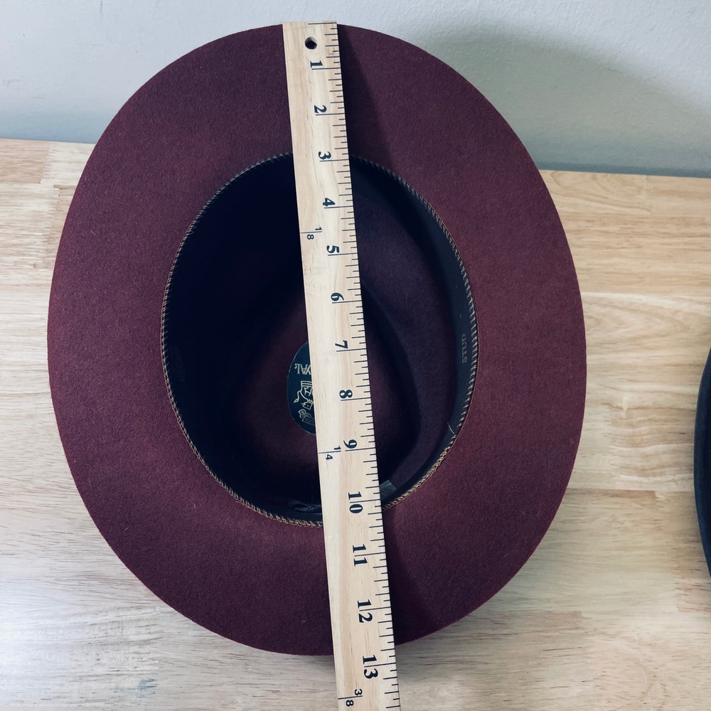 Park Royal Hats Burgundy 100% Wool Felt Fedora Black Leather Band Made in USA M - Picture 11 of 11